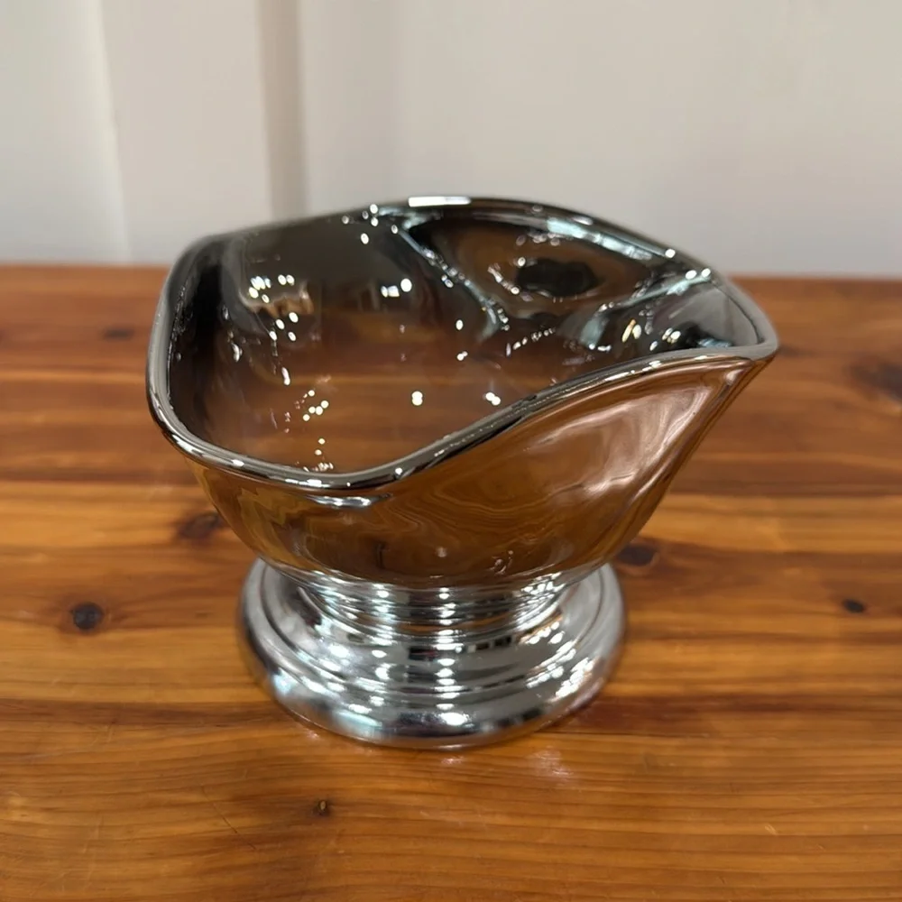 Vintage MCM Silver Ombre Fade Small Footed Bowl
